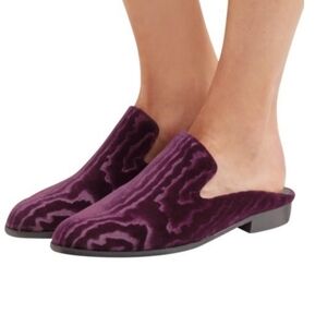 Robert Clergerie “Alice” Purple Velvet Smoking Slippers/Slip On Mules NEW